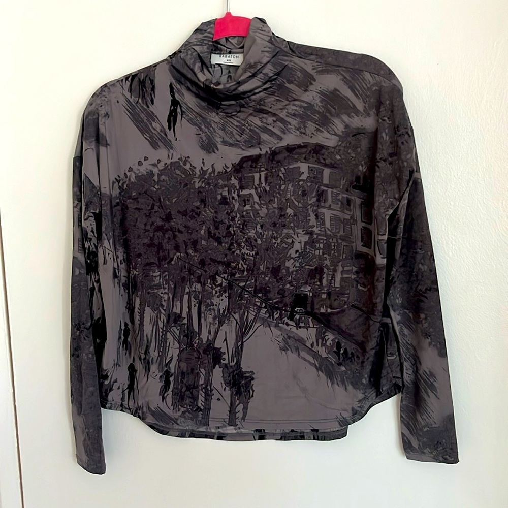 Babaton jersey drop shoulder mock turtle neck
